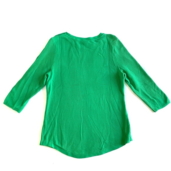 Talbots Green Button Shoulder 3/4 Sleeve Sweater - Picture 3 of 9